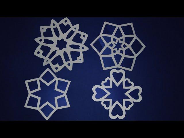 4 Design Paper Snowflakes, How to Craft Paper Snowflake, Craft Ideas, DIY