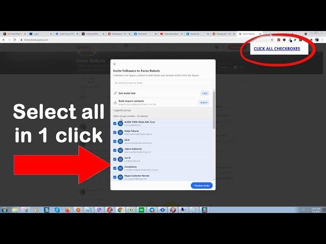 How to select all ticks in browser in one click