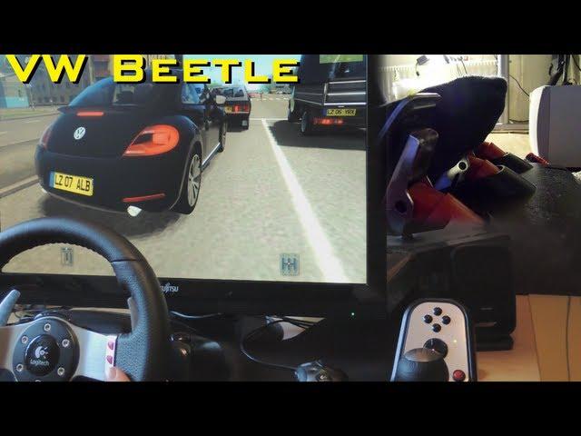 Volkswagen New Beetle - City Car Driving onboard simulator gameplay, 1080p. Logitech G27, pedals.