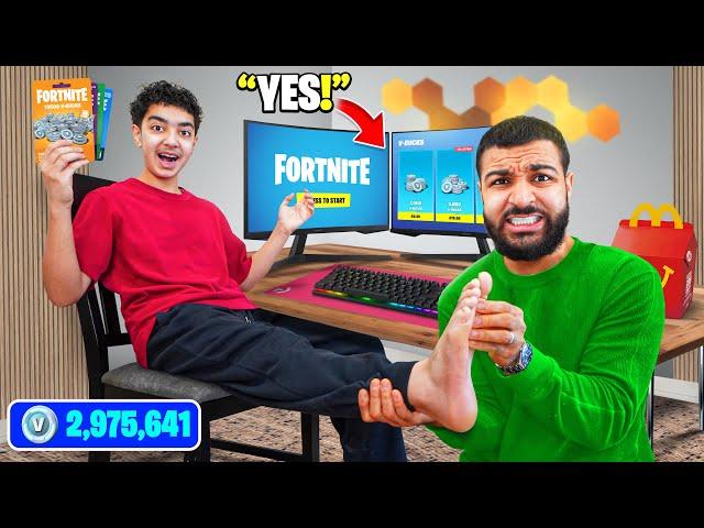 YES DAY for my Little Brother while he plays FORTNITE for 24 Hours.. (SAYING YES!)