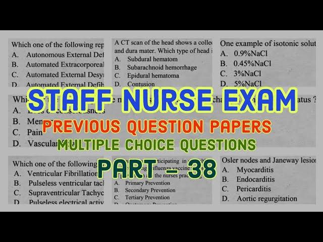 Staff Nurse exam most repeated Multiple choice questions