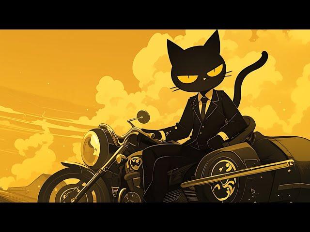 Groovy Jazz Black Cat on the Road - Smooth Ride, Slick Vibes -