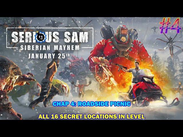 Serious Sam Siberian Mayhem walkthrough #4 - Roadside picnic - All 16 secret locations