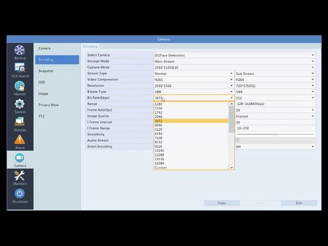 2M Professional IP Series | Configuring a Cameras Encoding Parameters