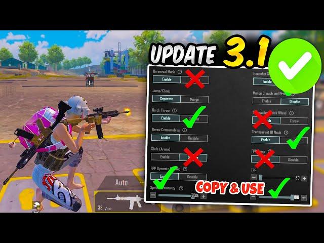 Update 3.1 PUBG MOBILE BEST SETTINGS & SENSITIVITY 2024COPY & USE+CODE | PUBG MOBILE / BGMI