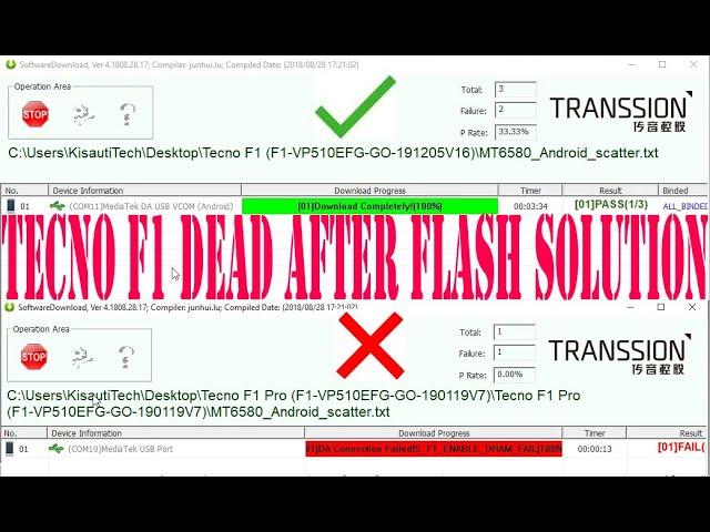 Firmware For Device Tecno F1 solution Fix dead boot after flash 100%