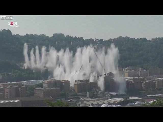 Viadotto Polcevera PONTE MORANDI demolition (explosion) - Genoa, Italy