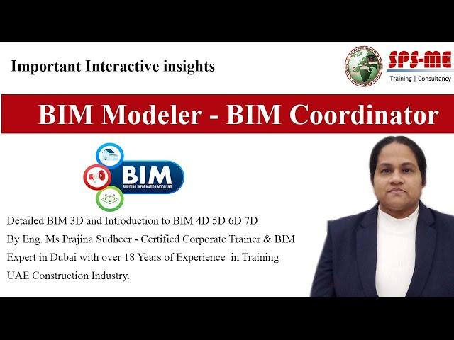 BIM Modeler - BIM Coordinator - BIM 3D 4D 5D  Important Insights @ SPS Institute  #Autodesk #Revit