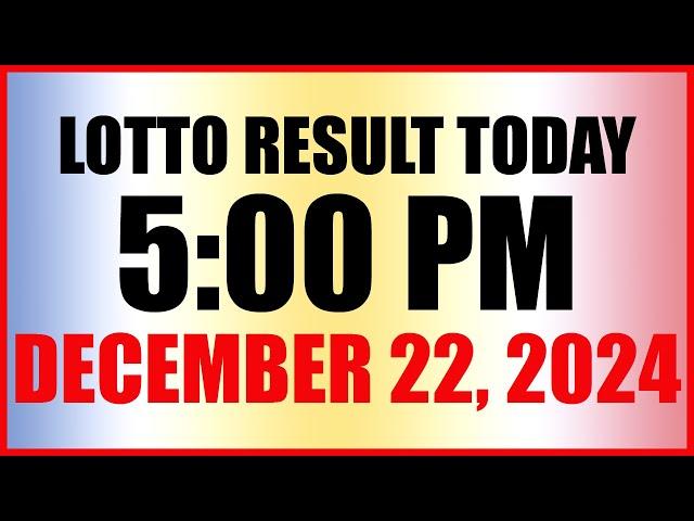 Lotto Result Today 5pm Draw December 22, 2024 Swertres Ez2 Pcso