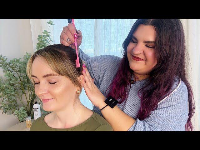 ASMR Perfectionist Slick Back Bun Hairstyle - Brushing, Hair Wax, Mini Comb and Final Touches