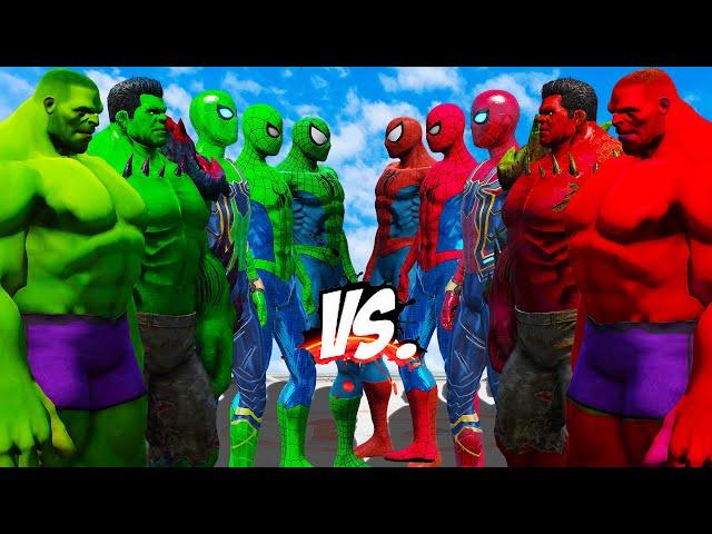 TEAM GREEN (HULK, IRON MAN, SPIDER-MAN, DEADPOOL, GOKU) vs TEAM RED ( 2 HULK & 3 SPIDER-MAN)