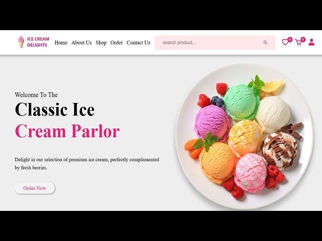 Multipages ice-cream shop website design using html css js php & mysql from scratch [DEMO VIDEO]