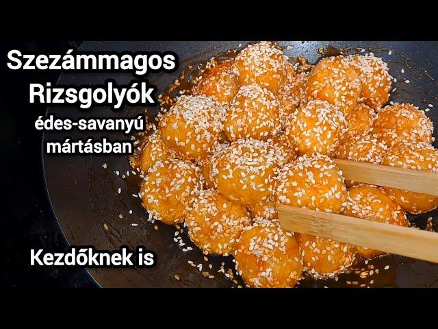 Sült Rizsgolyók, édes savanyú mártásban.