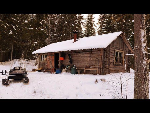 С БАТЕЙ НА КОРДОН. ЖИВЁМ В ЛЕСУ. ПРОВЕРКА КАПКАНОВ НА КУНИЦУ. ЗИМНЯЯ РЫБАЛКА.