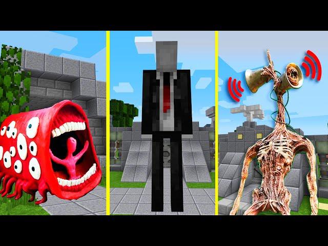 ПОЕЗД ПОЖИРАТЕЛЬ И СИРЕНОГОЛОВЫЙ НАПАЛИ НА СЛЕНДЕРМЕН В МАЙНКРАФТ SCP TRAIN EATER MINECRAFT