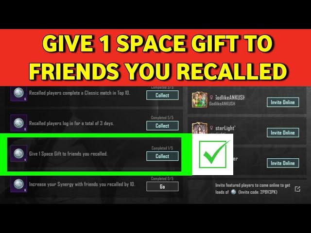 Give 1 Space Gift To Friends You Recalled | How to Complete | Recall Event Mission