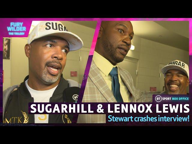 "This is the guy!" SugarHill Steward crashes interview with Lennox Lewis after Fury v Wilder 3