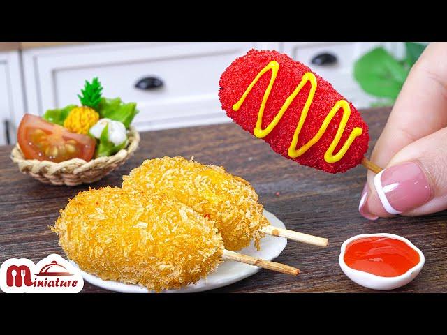 So Cheesy Miniature Korean Mozzarella Corn Dog Recipe | ASMR Cooking Mini Food