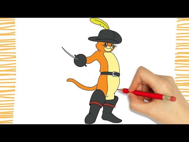 How to Draw PUSS IN BOOTS I Easy I Step by Step