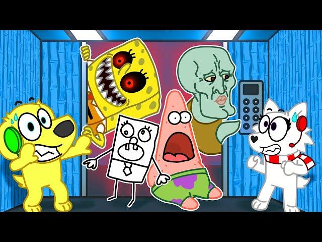 SURVIVE the CRAZY SPONGEBOB ELEVATOR on ROBLOX!!