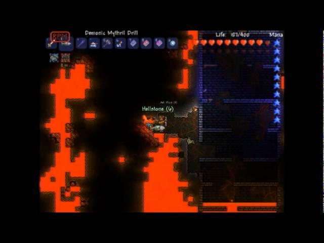 Terraria - Basic way to Mine The Hellstone Safely