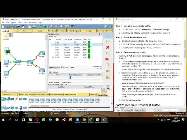 7.1.3.8 Packet Tracer - Investigate Unicast, Broadcast, and Multicast Traffic