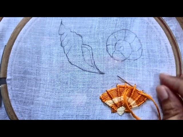 ️Spider Stitch️...seashell hand embroidery design...