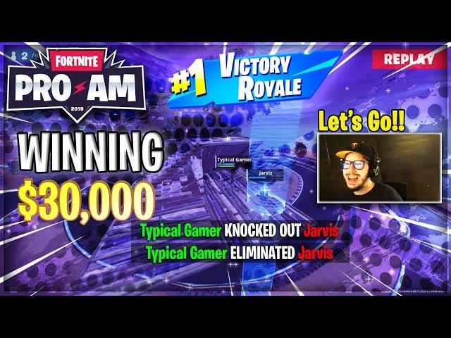 Typical Gamer *KILLS* FaZe Jarvis winning $30000 (Fortnite Pro-Am charity Tournament)