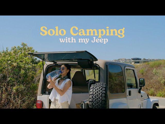 Solo summer camping in my Jeep, how I take a shower, cute new portable camping gear!