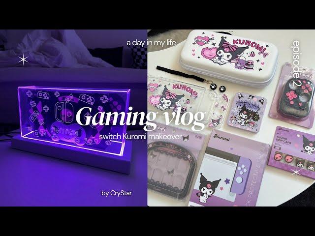 vlog|Nintendo Switch OLED unboxing, aesthetic customize with Kuromi theme