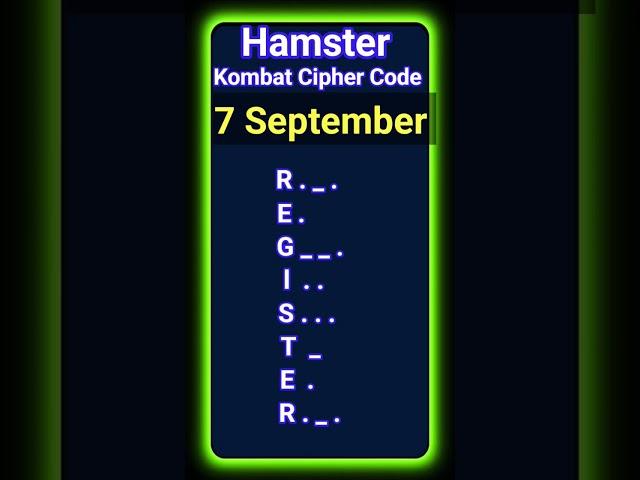 7 September Hamster Kombat Daily Cipher Codes | Daily Cipher | #hamsterciphercodes