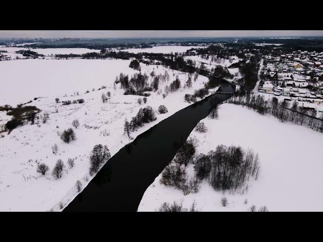 Река Клязьма зимой в районе оз. Оборинское | DJI Mavic Air 2 | 4K