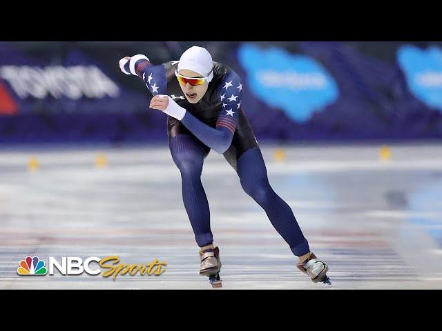 17 year old Jordan Stolz wins 500m to clinch 2nd Olympic spot | NBC Sports