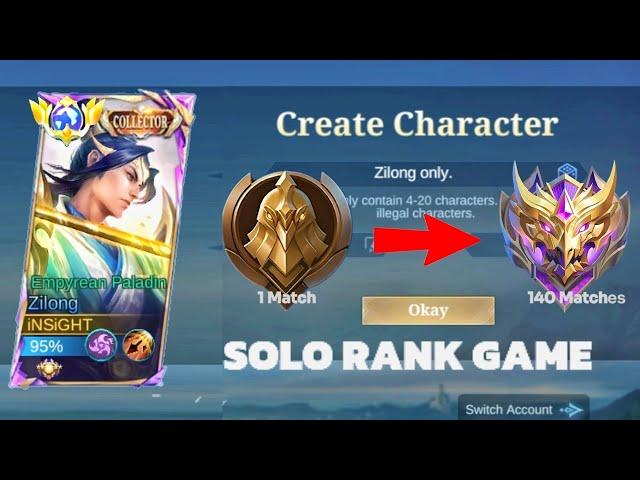 I PLAYED FROM WARRIOR TO MYTHIC USING ZILONG ONLY (HARD CHALLENGE EVER !!)