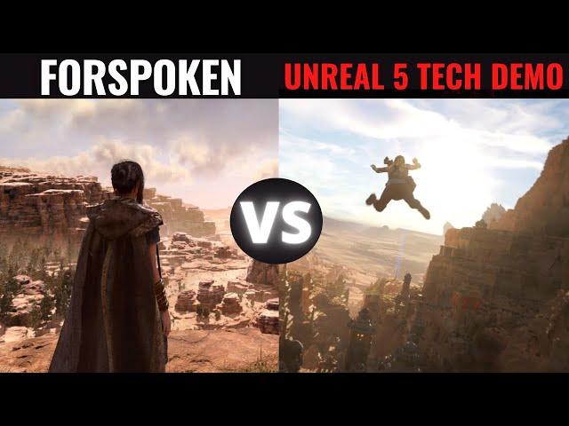 Forspoken vs Unreal Engine 5 tech demo | Side by Side