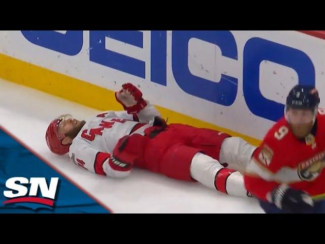 Hurricanes' Jaccob Slavin Heads To Dressing Room After Taking Massive Hit From Sam Bennett