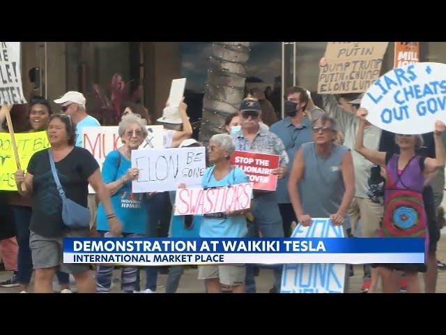 Waikiki Tesla protest voices critiques towards Elon Musk