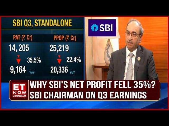 Why SBI's net profit fell 35%? | SBI Chairman Dinesh Khara Discusses Q3 Earnings | ET Now