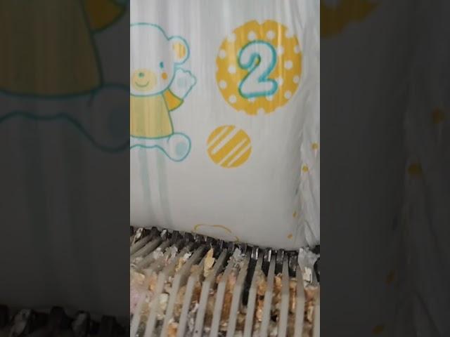 Baby diaper shredding, old diaper crushing / 하기스 기저귀 파쇄, 사용불가능기저귀 처리 / 赤ちゃんおむつ破砕