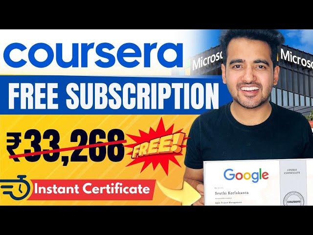 Free Coursera Plus Subscription : 7000+ Free Courses by Google,IBM & Microsoft | Limited Time