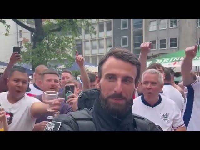 England Fans Sing to German Copper Who Looks Like Gareth Southgate