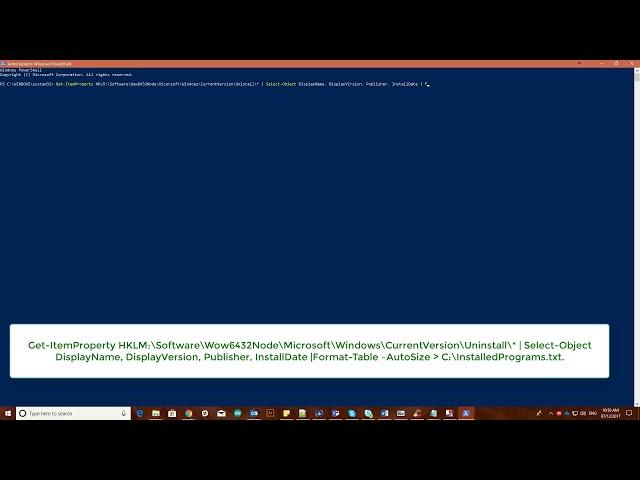 Getting the list of installed programs Through PowerShell Command