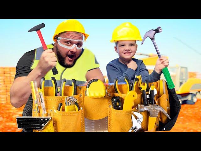 CALEB and DAD LEARN about TOOLS for KIDS and BUILD a Wooden CRAFT with REAL TOOLS!