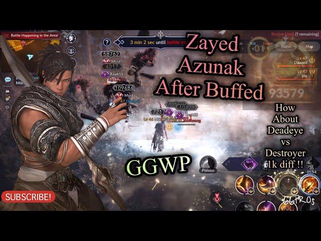 Black Desert Mobile Zayed Azunak After Buffed, How Deadeye vs Destroyer 1k Diff ?, GGWP