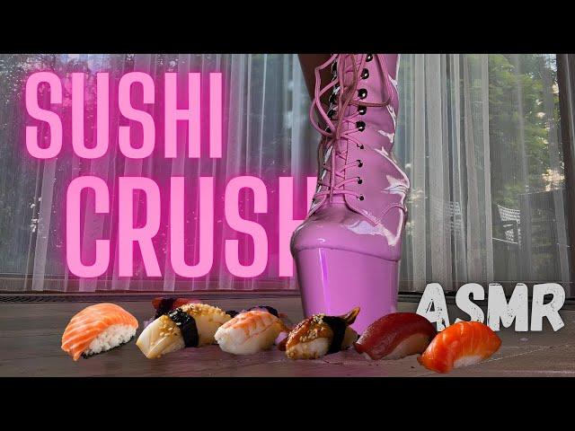 Satisfying ASMR: Crushing Sushi with High Heels