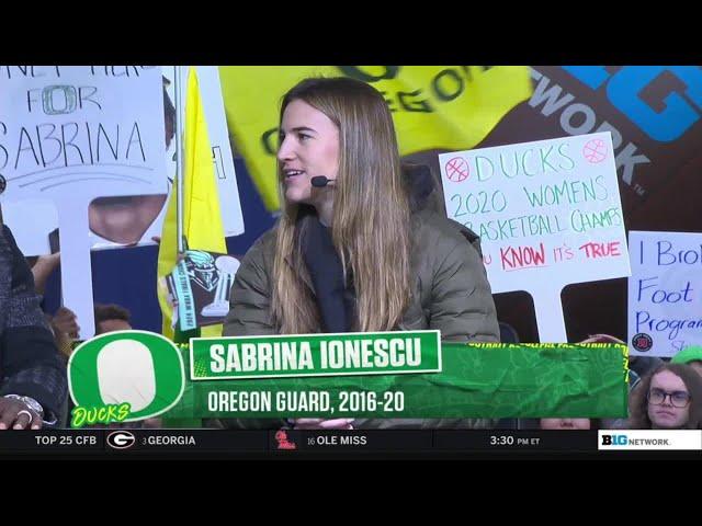 "DUCKS BY A MILLION!"  | Oregon Alum Sabrina Ionescu Makes Talks Game vs. Maryland | Oregon Football