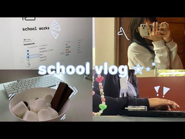 school vlog ⋆˙ finishing tasks, studying, reviewing