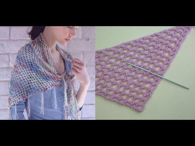 Самая простая шаль крючком для начинающих*How to Crochet a Super Scarf for beginners* Бактус Урок 47