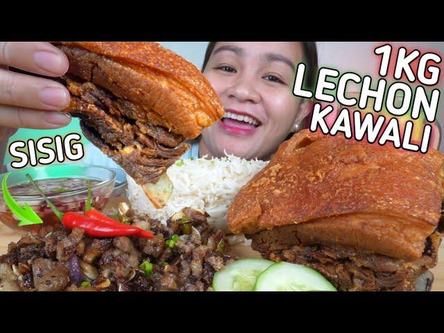 1KG LECHON KAWALI AND SPICY SISIG MUKBANG | PUTOK BATOK