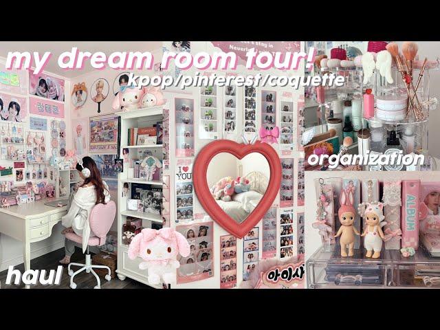 MY DREAM ROOM TOUR  organization + haul, coquette, kpop, pinterest inspired !!